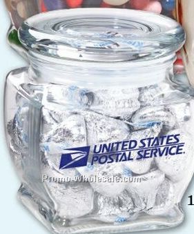 Hard Candy Footed Square Glass Jar - Clear Lid (3"x3-5/16")