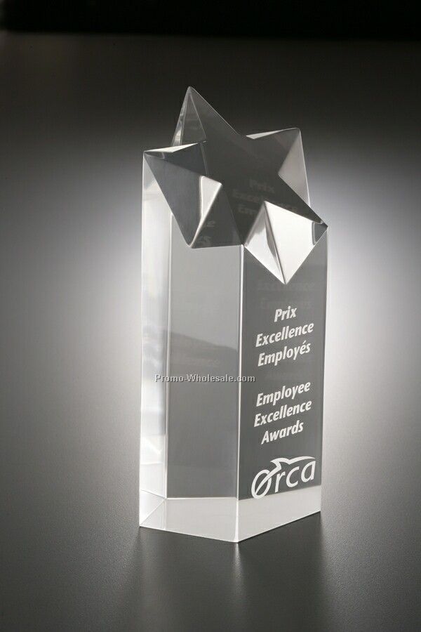 Lucite Embedment Tall Beveled Star Award