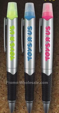 Madison Highlighter/ Pen Combination With Silver Barrel