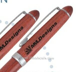 Pasadena Rosewood Ballpoint Pen Or Pencil With Silver Accent