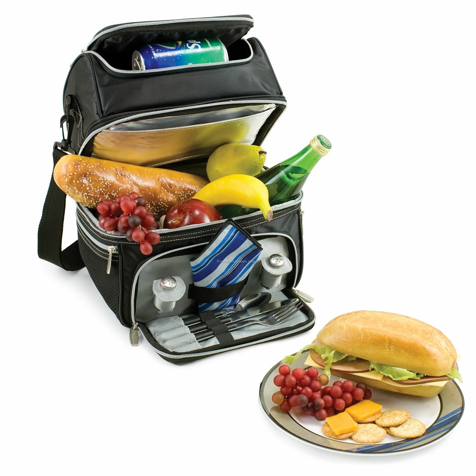 Pranzo Deluxe Insulated Picnic Pack With Service For 1