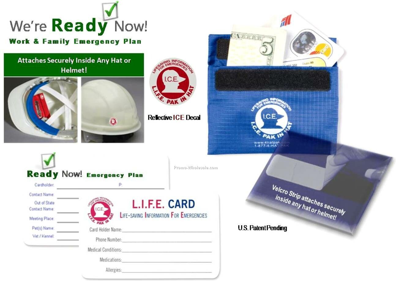 Ready Now! For L.i.f.e. Pak For Helmets & Hard Hats W/ Reflective Ice Decal