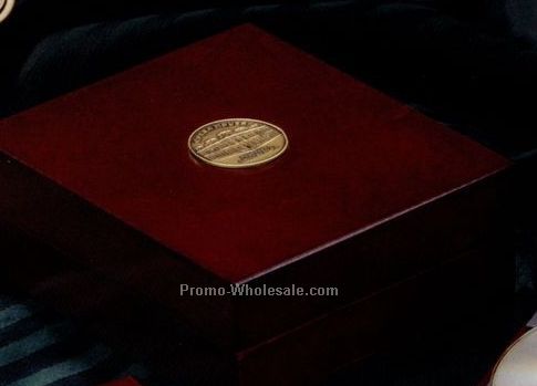 Rosewood Finish CD Box With 1-1/2" Custom Medal