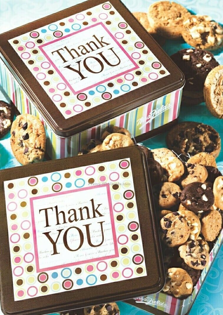 Tasteful Thanks Tin W/ 12 Cookies & 6 Brownies & 6 Frosted Cookies