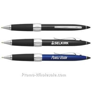 The Hilton Nickel Plated Pen With Rubber Grip & Stylus