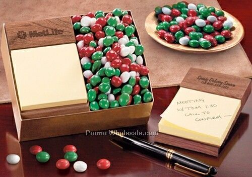 Walnut Note Holder Post It Note Holder/Chocolate Gourmet Mints