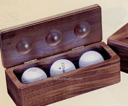 Wood Golf Ball Box - 3 Ball Capacity