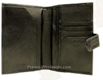 10-2/5cmx14-4/5cm Black Napa Lambskin Passport Cover With Flap Closure