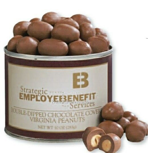 10 Oz. Double Dipped Chocolate Covered Peanuts In Tin W/ Custom Label