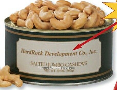 10 Oz. Salted Jumbo Cashews Can W/ Custom Label