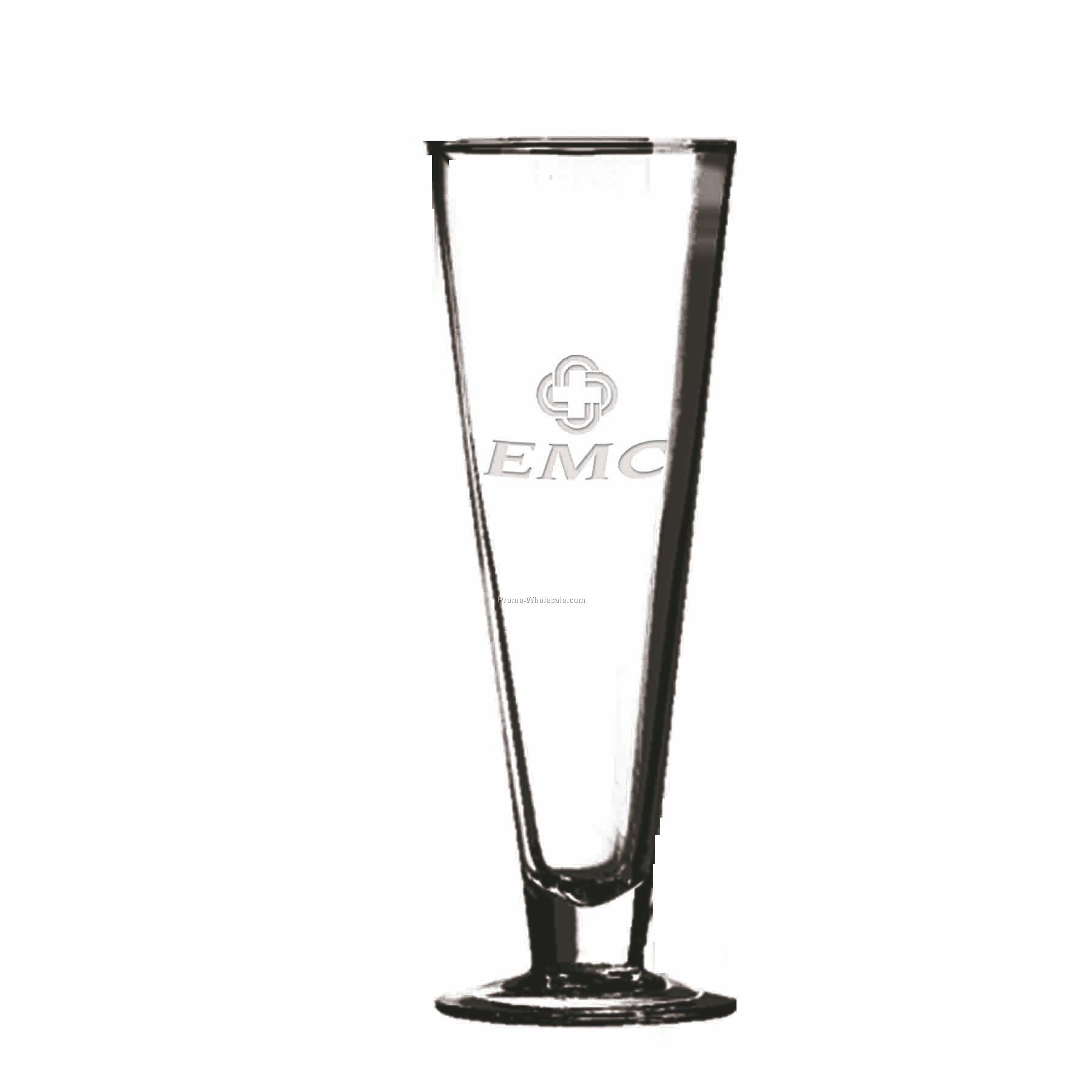 16 Oz. Crystal Pilsner Beer Glass W/ Inclined Sides (Deep Etch)