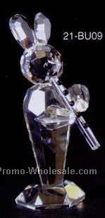 2-1/2" Optic Crystal Bunny Play Clarinet Figurine