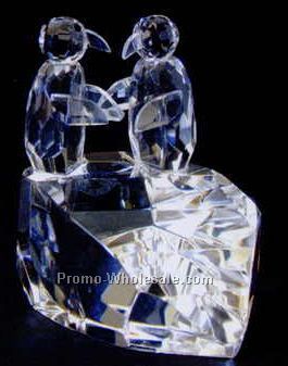 2-1/2" Optic Crystal Twin Penguin Figurine