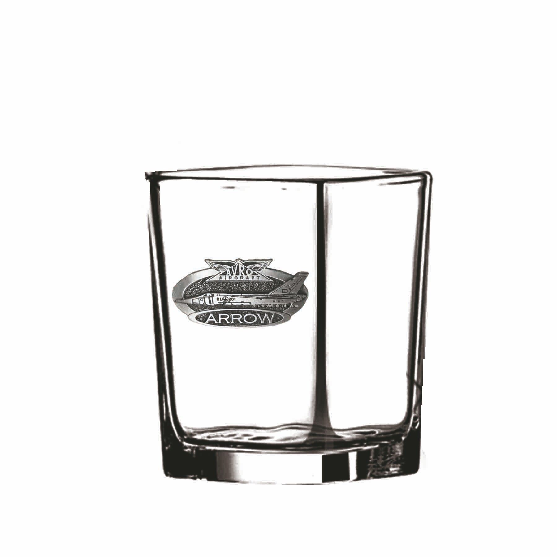 2-1/2 Oz. Short Optical Crystal Shooter Glass (Pewter Emblem)