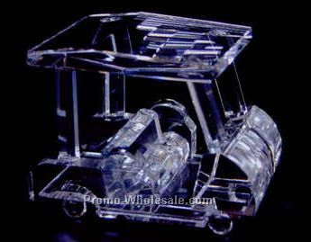 2-1/4" Optic Crystal Golf Cart Figurine