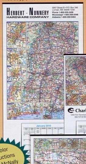 20-1/2"x38" Large Full Apron Map Calendar (Mississippi) - Thru 04/30/09