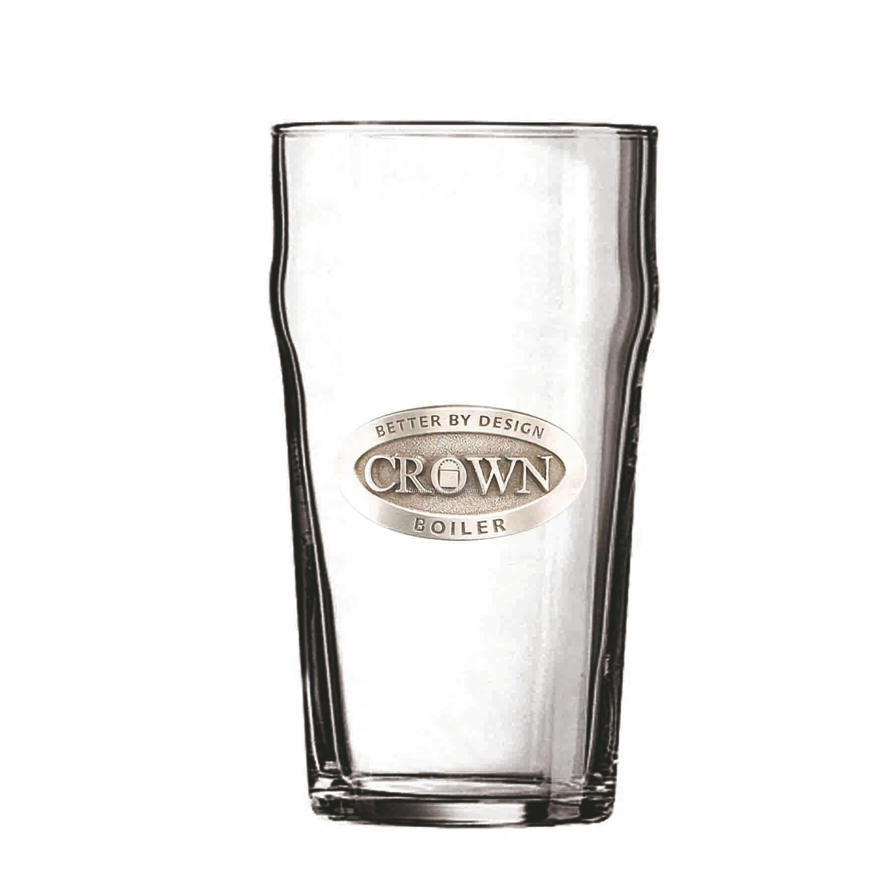 20 Oz. Crystal Pilsner Beer Glass W/ Bumped Sides (Pewter Emblem)