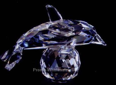 3" Optic Crystal Dolphin Figurine W/ Ball