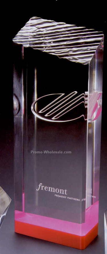 3-1/4"x8-3/4"x1-1/2" Acrylic Award W/ Rippled Top & Colored Bottom