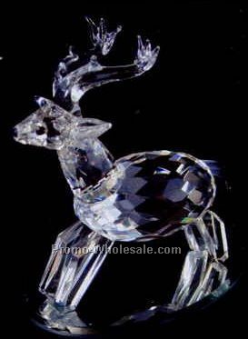 3-1/8" Optic Crystal Running Deer Figurine