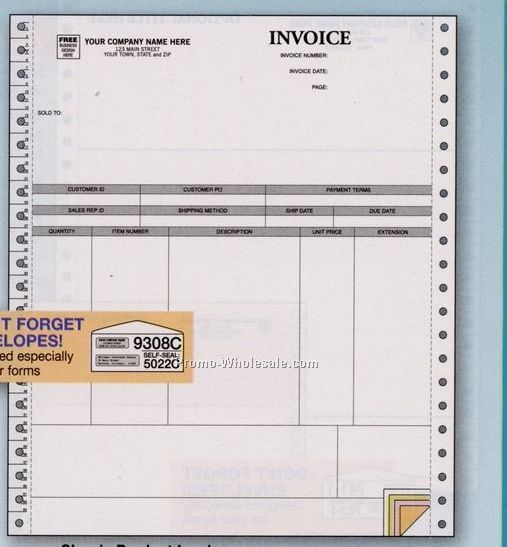 3 Part Parchment Continuous Product Invoice (Peachtree Windows Accounting)