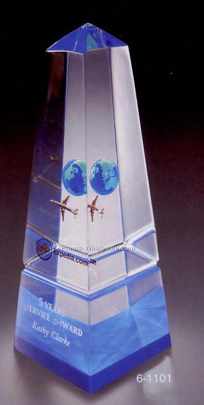 3"x8"x3" Acrylic Obelisk With Colored Bottom Award