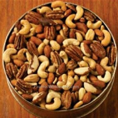 32 Oz. Deluxe Mix Nuts Custom Gift Tin (No Peanuts)