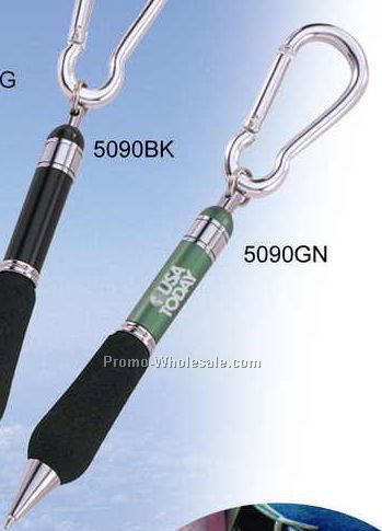 4" Green Pen W/ Carabiner Clip (Engraved)