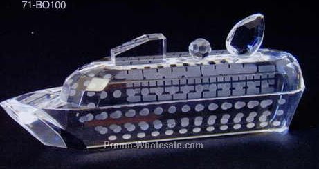 4" Optic Crystal Cruise Ship Figurine