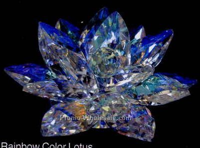 4" Optic Crystal Rainbow Color Lotus Figurine Set