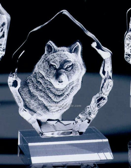 4-4/5" Animal On Base Wolf Crystal Sculpture