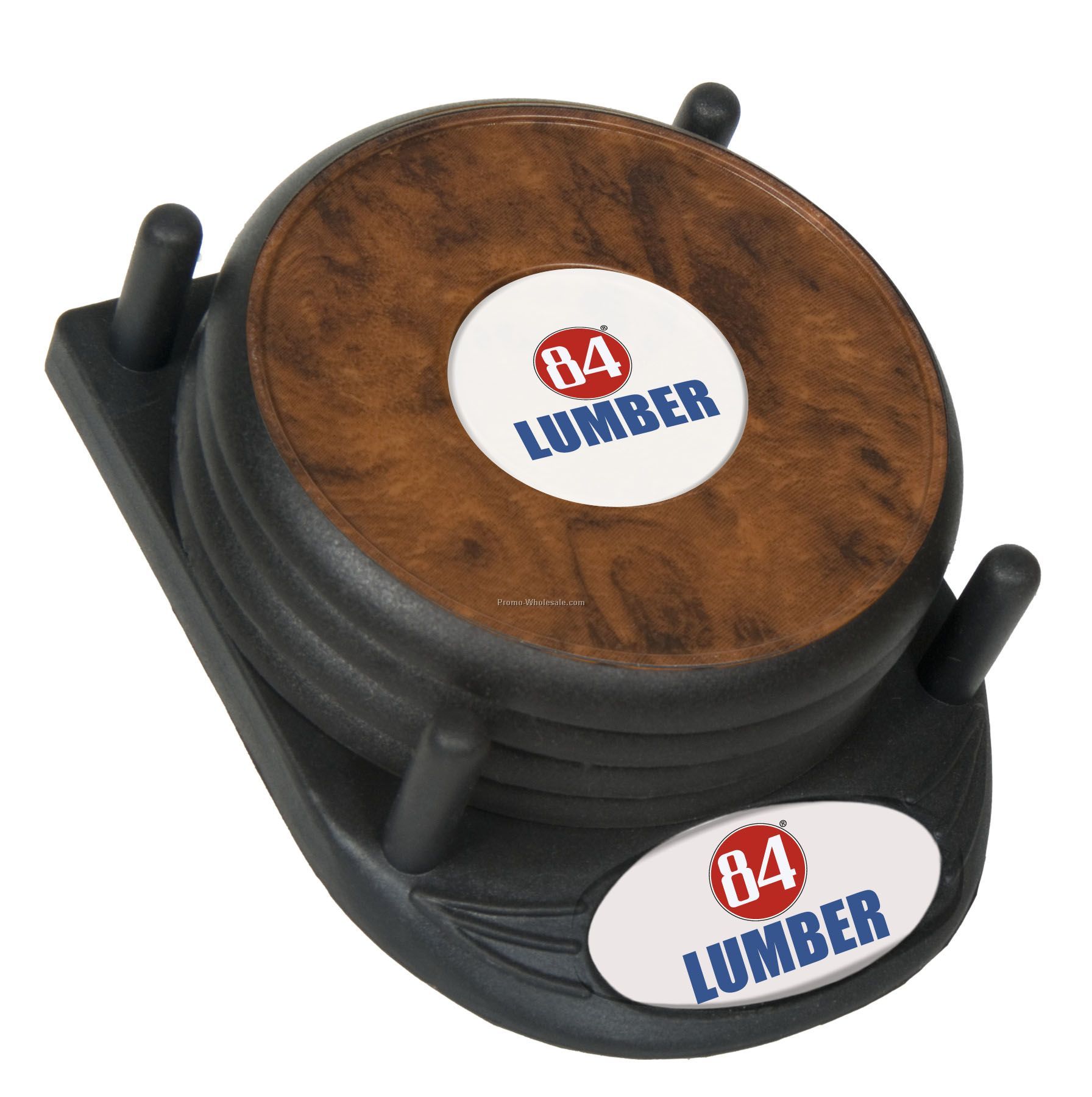 4-piece Wood Grain Orbit Coaster Set