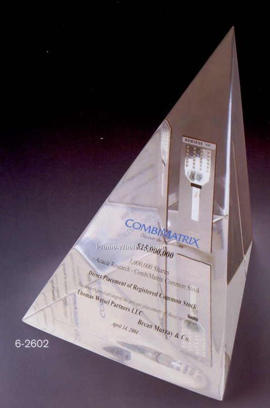 5-1/2"x5-1/2"x5-1/2" Acrylic 3-sided Pyramid Award