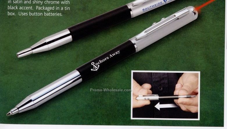 5-1/8" Telescoping Pen With Laser Pointer In Tin Box