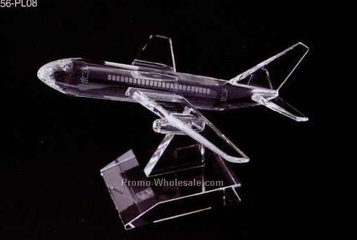 5-3/4"x9"x7-1/2" Optic Crystal Airplane Figurine