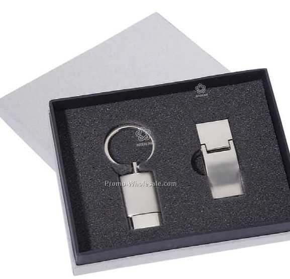 6"x4-7/8" Gift Set W/ Money Clip & Key Chain