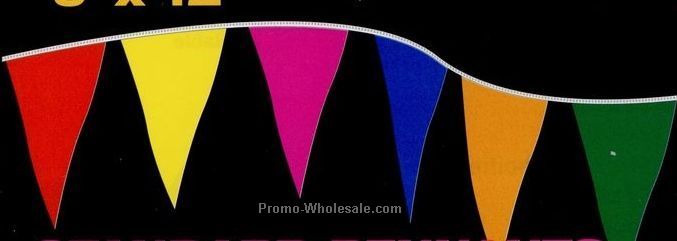 60' Fluorescent Standard Pennants W/ 24 Per String - Assorted