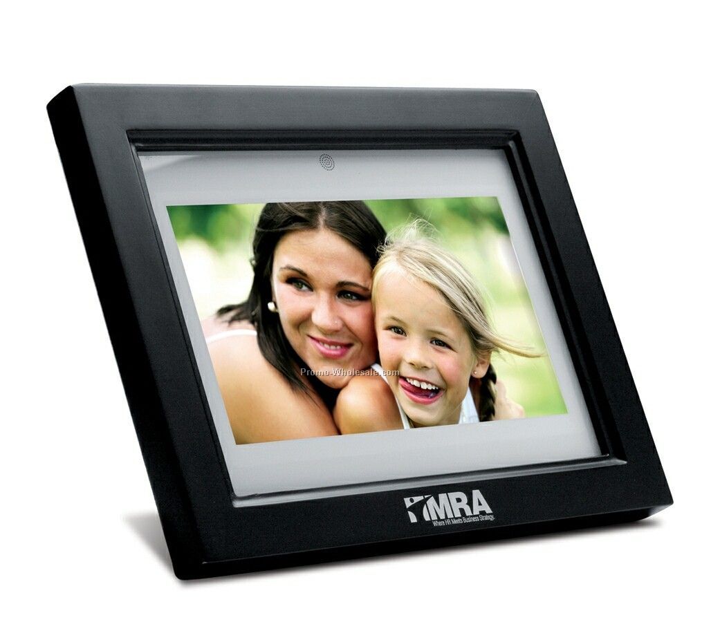 7" Digital Photo Frame W/ Built In Table Stand, Control & Remote (Black)