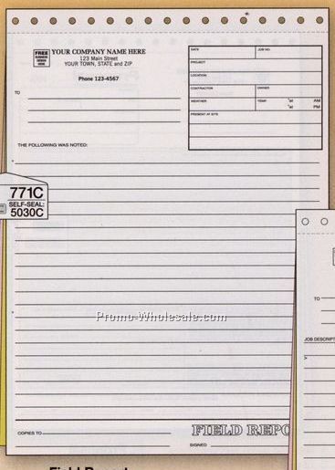 8-1/2"x11" 2 Part Field Report Form