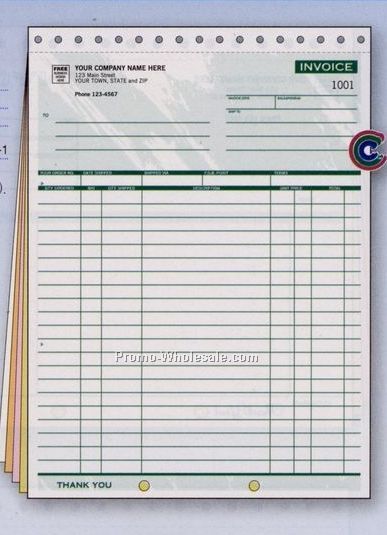 8-1/2"x11" 4 Part Color Collection Large Shipping Invoice W/ Packing List