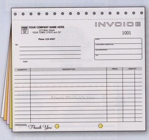 8-1/2"x7" 5 Part Classic Collection Invoice W/ Lines & Packing List