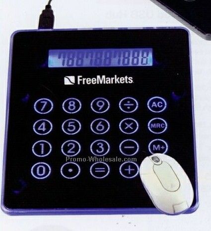 8-1/4"x7-1/8"x3/8" Mouse Pad Calculator With 3-port Hub