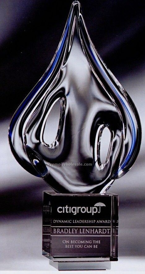 9-1/2"x4-1/2" Art Glass Verve Sculpture Award With Crystal Base (Small)