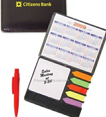 Black Sticky Notes & Flags Set W/ Calendar