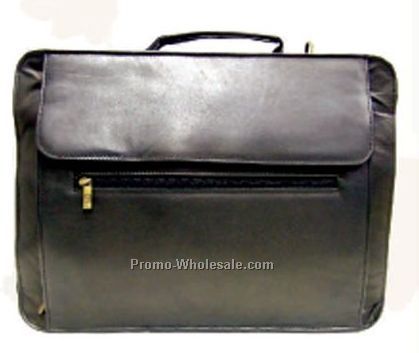 Black Stone Wash Cowhide Overnighter Briefcase W/Laptop Compartment