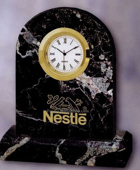 Black Zebra Marble Tombstone Desk Clock