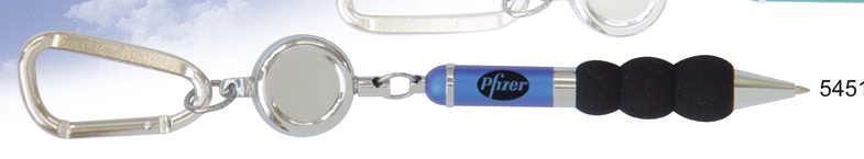 Blue Pen W/ Extension Carabiner (Engraved)