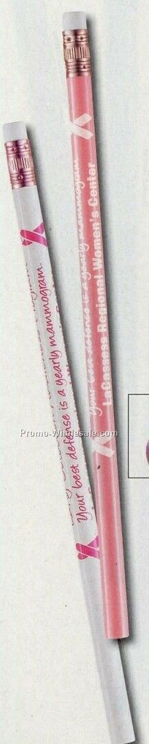 Breast Cancer Awareness #2 Pink Pencil W/ Pink Eraser (2 Color)