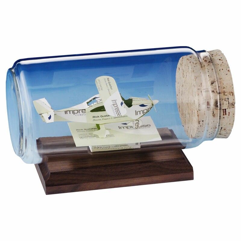 Cessna Business Cards In A Bottle Sculpture