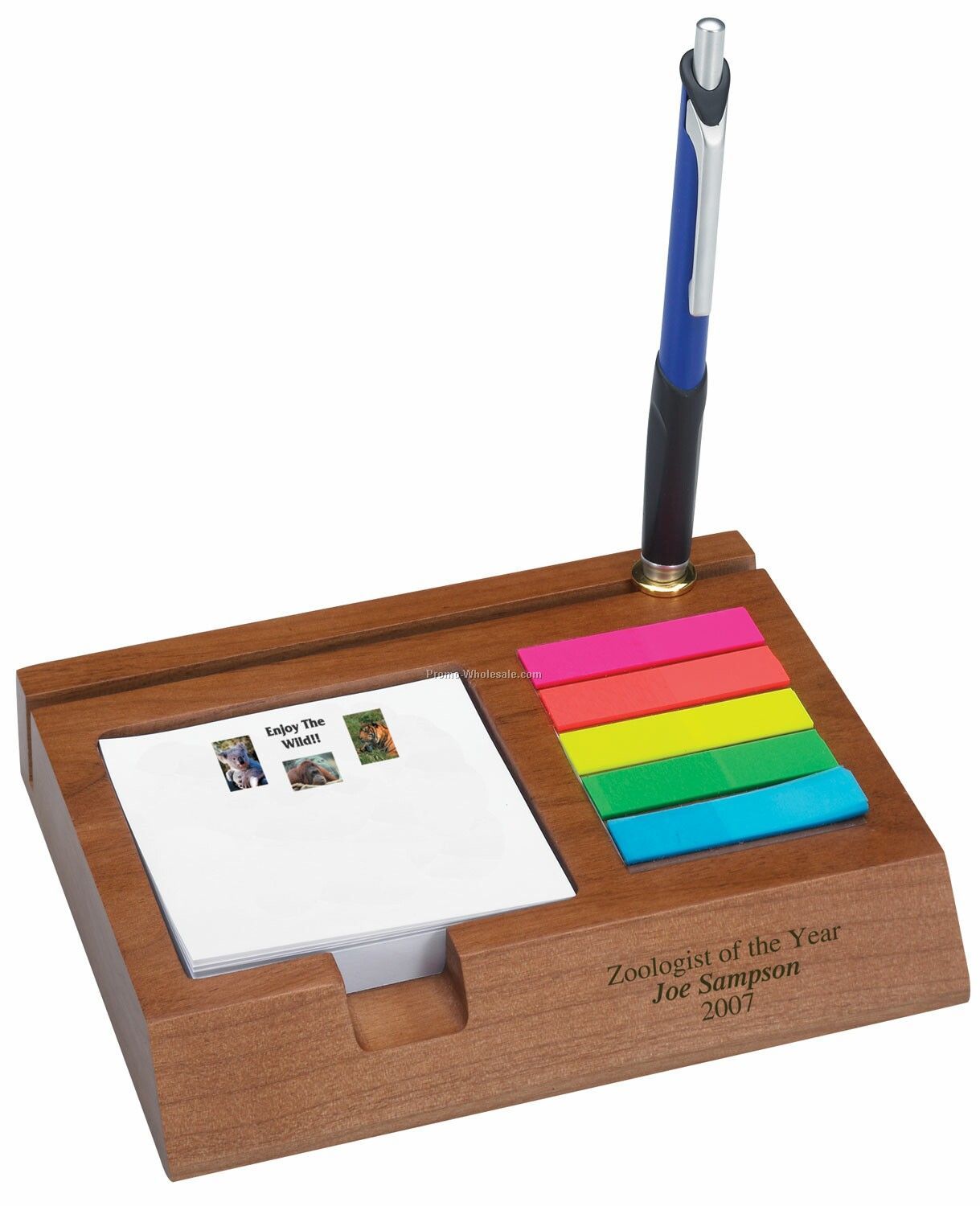 Club Level Wood Note Holder With Note & Flag Holder